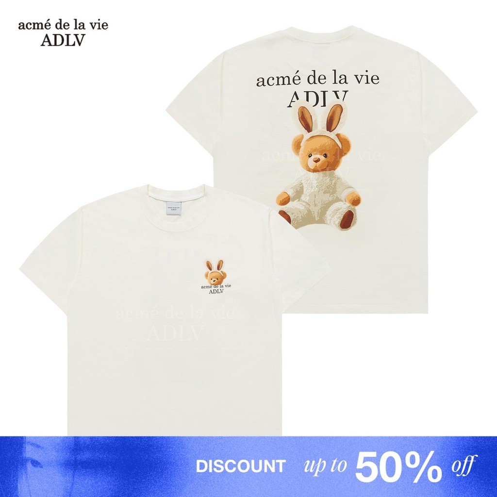 Jual [ADLV] Rabbit Bear Doll Logo Short Sleeve T-Shirt Cream - Kaos ...
