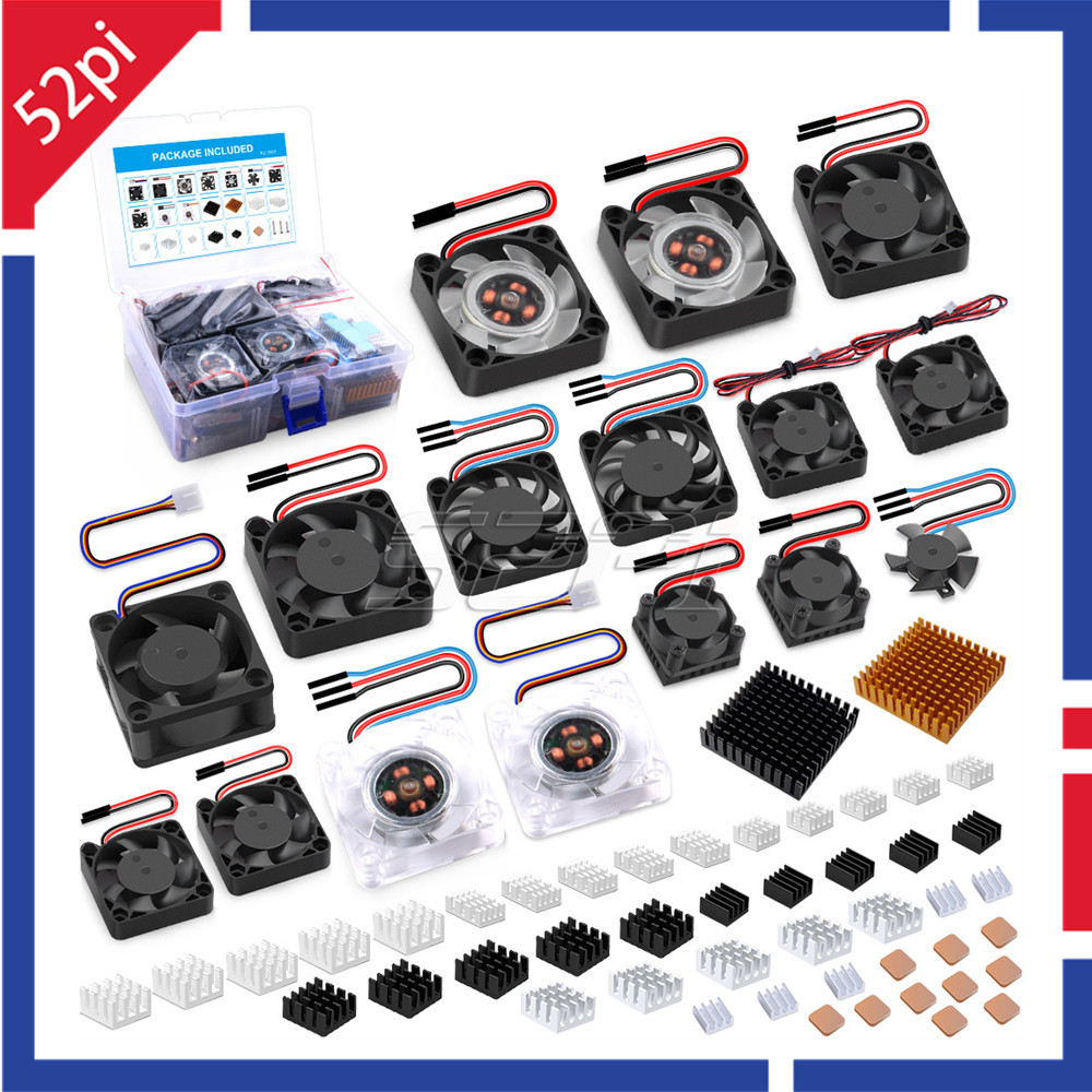 Jual BEST 52Pi Raspberry Pi Fans & Heatsinks Kit PWM Cooler Heat Sink ...