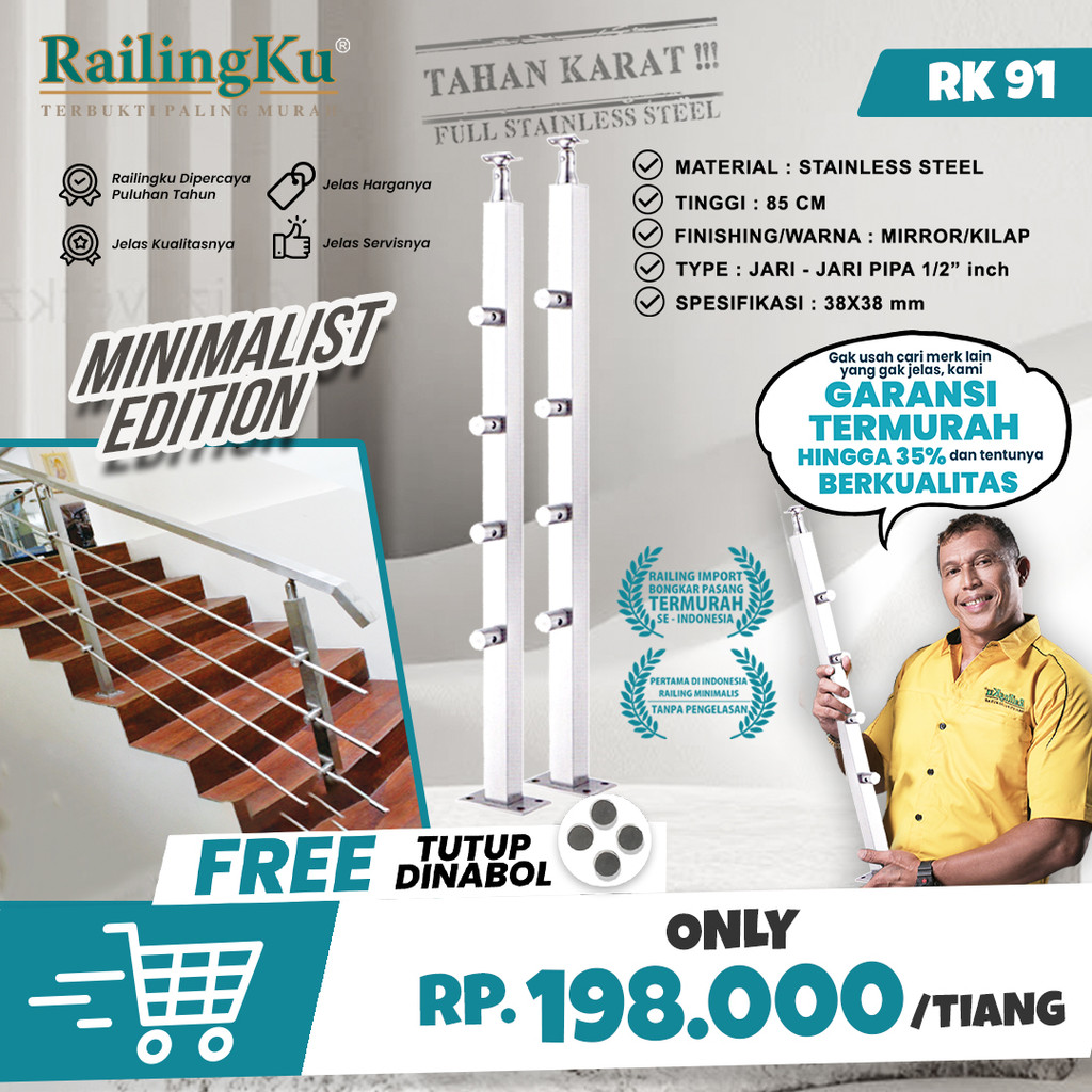 Jual Railing Tangga Stainles Kaca Minimalis Tiang Railingku RK 94 ...