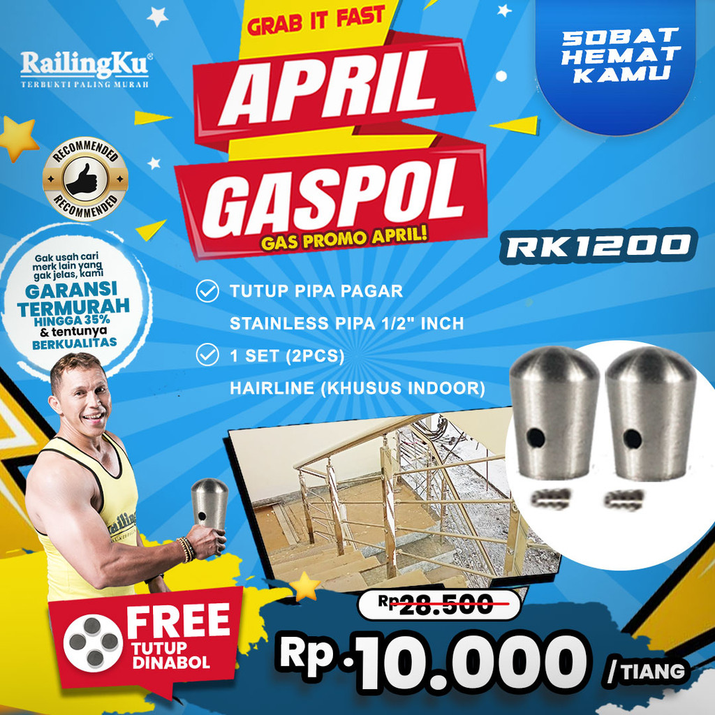 Jual [APRIL GASPOL] Railingku Aksesoris Railing Tutup Pipa Pagar 1/2 ...
