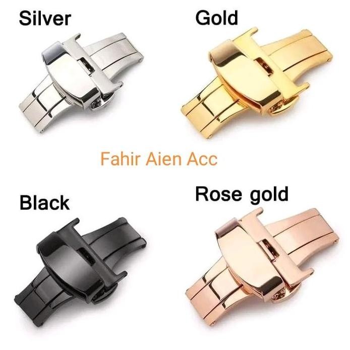 Jual BUCKLE BUKEL TALI JAM MODEL PUSH BUTTON BUTTERFLY 18MM 20MM 22MM ...