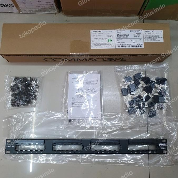 Jual promo Patch Panel Cat 6 24 Port Commscope AMP Lengkap Modular ...
