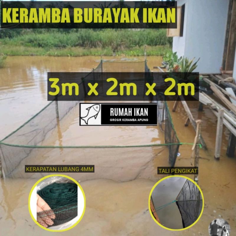 Jual R322 Jaring keramba ikan 3x2x2 waring rk triple siap pakai plus ...