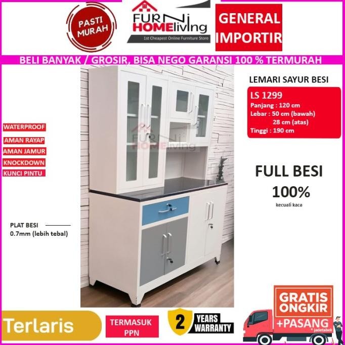 Jual FULL BESI LEMARI SAYUR KITCHEN SET RAK DAPUR 3 PINTU WF120 ...