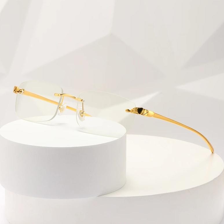 Jual Small Rimless Sunglasses Man Woman Fashion Transparent Sun Glasses ...