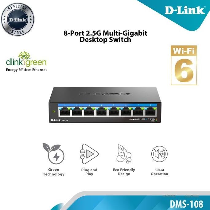 Jual D-Link DMS-108 8-Ports 2.5GE Multi-Gig UnmanagedSwitch(Metal ...
