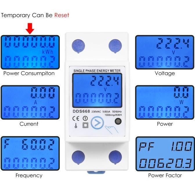 Jual (Expert) KWH Meter Digital 1 Phase 5(80)A 6 in 1 DDS-668 (KWH.VM ...