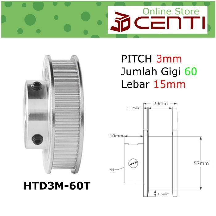 thumbnail image 2 of RBO HTD-3M-15mm Timing Pulley – 26 Teeth, 12mm Bore, Double Flange – 3D Printer 2 of 6