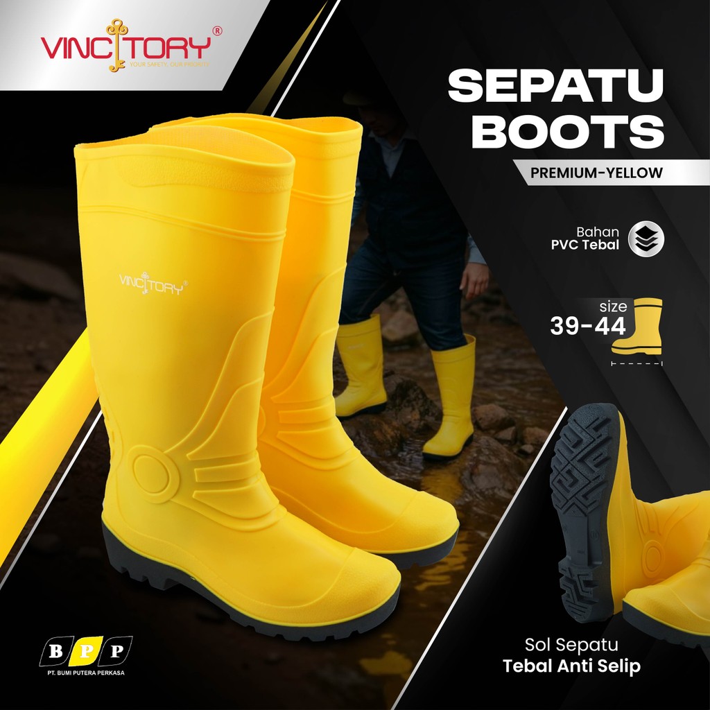 Jual SEPATU BOOTS Karet Tahan Air Premium Serbaguna Bahan PVC VINCITORY ...