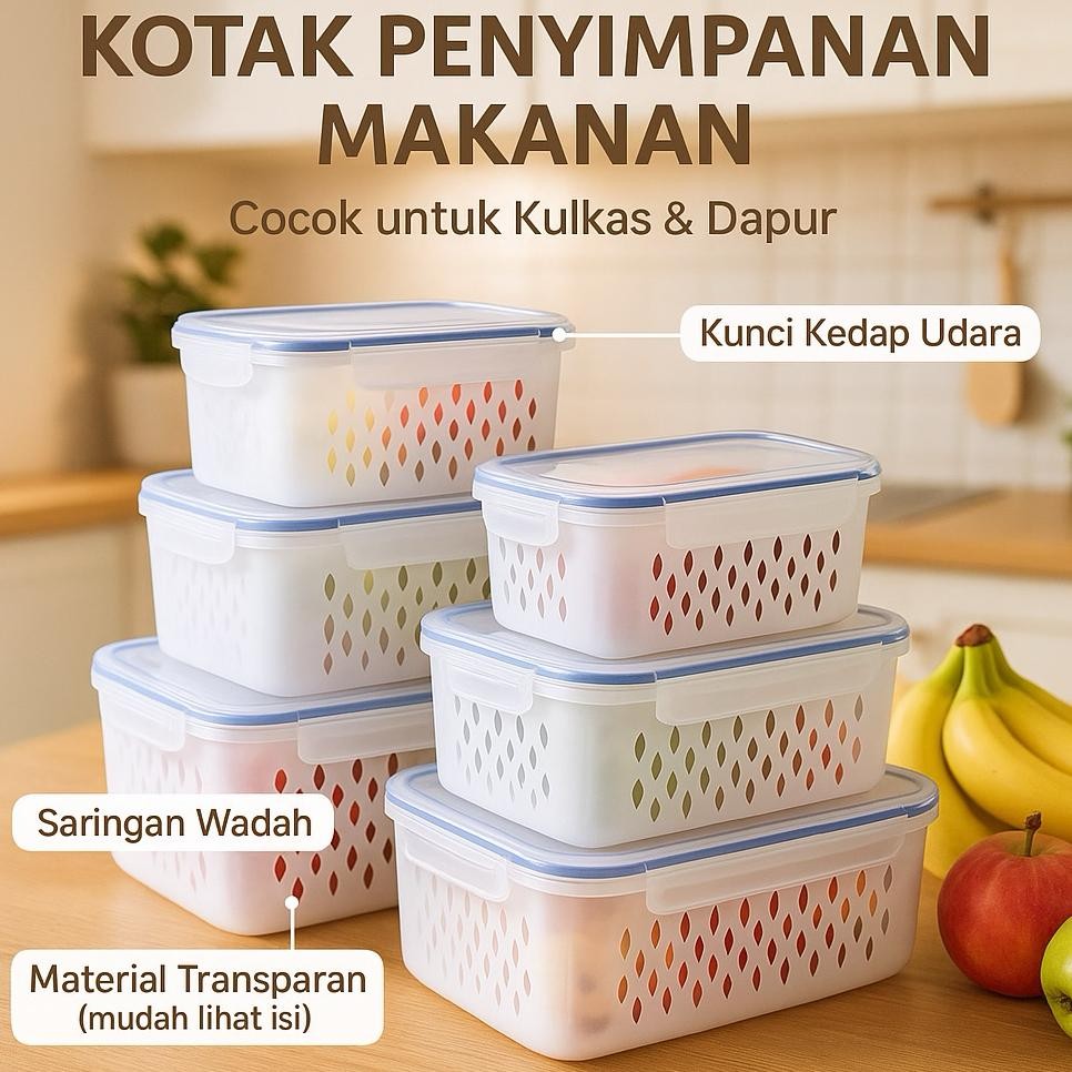 Jual Paket 2 Set 6 Pcs 3 Ukuran Food Container Kotak Penyimpanan ...
