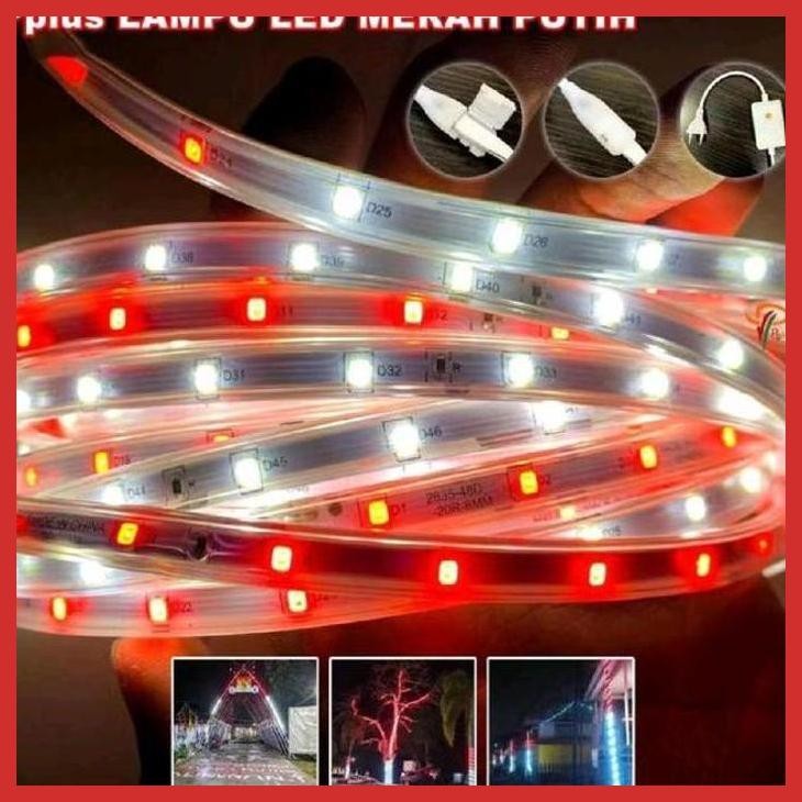 Jual DISCOUNT EMICO LAMPU SELANG LED STRIP ROPE MERAH PUTIH 7M 7 METER ...