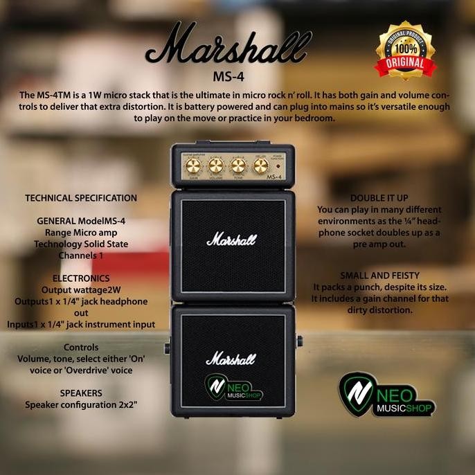 Jual Marshall MS4 Micro Stack Electric Guitar Amplifier Original ALU ...