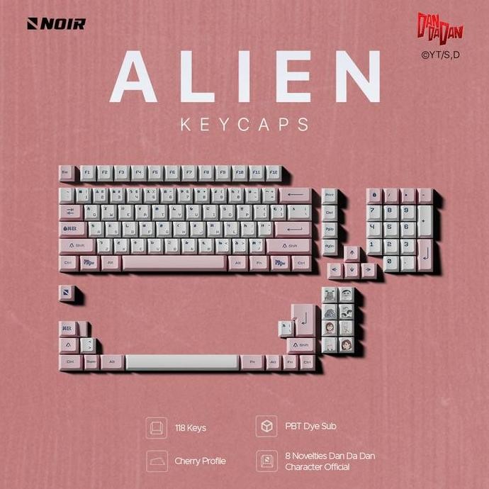 Jual Noir Dan Da Dan Alien Keycaps - Pbt Dyesub Cherry Profile 125 Keys ...