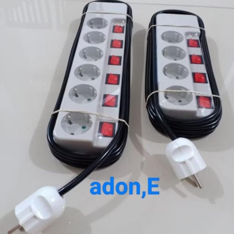 Jual STOP KONTAK UTICON KABEL HITAM ON/OFF 3,4,5,6LUBANG,KABEL 2X0.75 ...