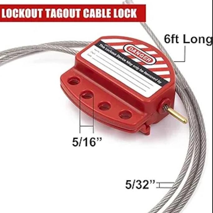 Jual Adjustable Lockout Tagout Steel Cable With Vinyl Coated,1/4 ...