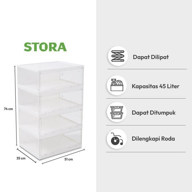 Jual AZKO Stora Rak Sepatu Tingkat Foldable Transparan Shoe Rack ...