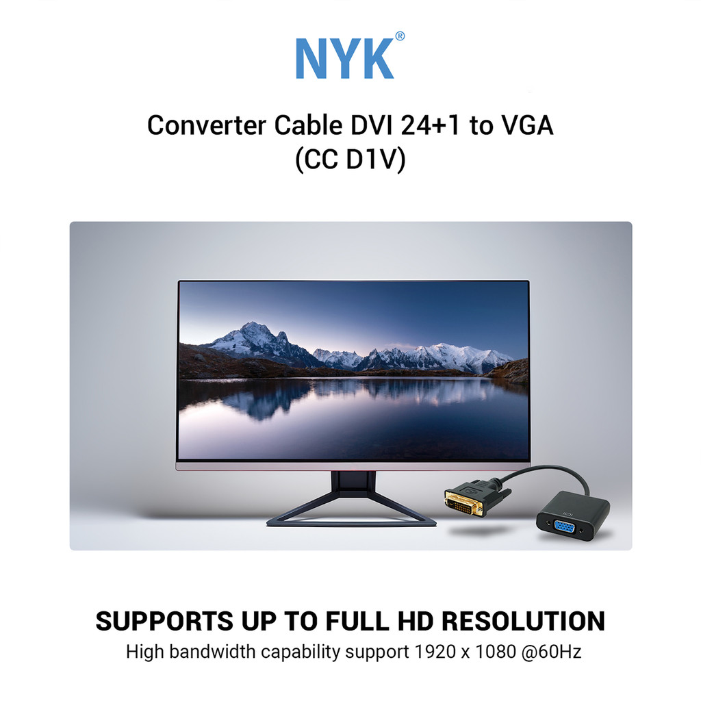 NYK Converter Kabel DVI 24 + 1 to Port VGA COD (5)