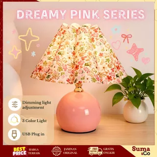 PINK SERIES - Lampu Tidur Aesthetic Pink USB Lampu Meja Belajar Minimalis Eye Protection