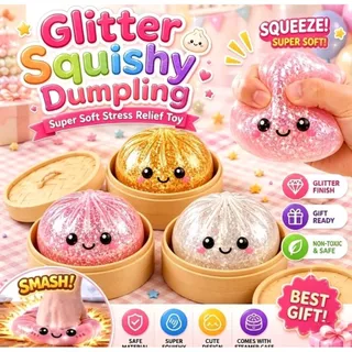 ( 1Pcs ) Squish Surprise Dumpling Bling Box / Mainan Gelisah Squishy Bentuk Bakpao Penghilang Stess