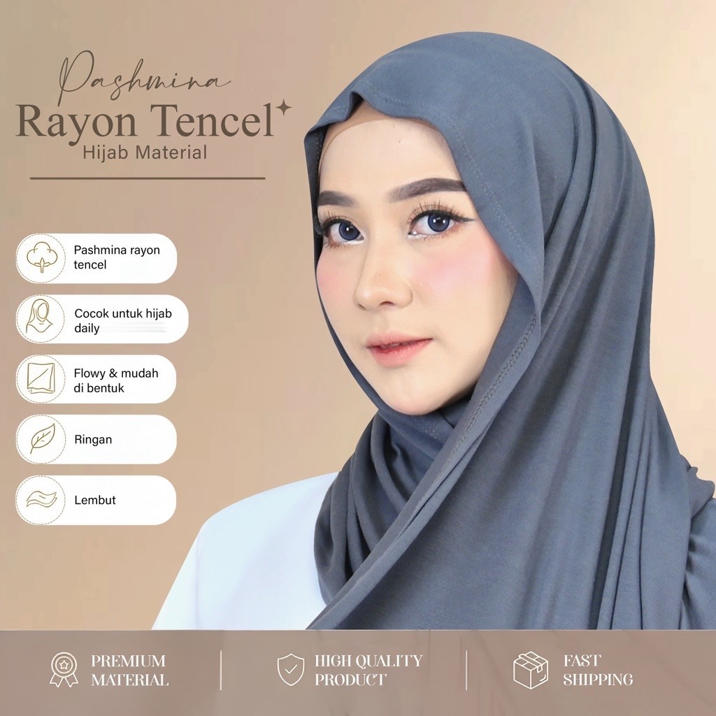 Resyahijab Pashmina Rayon Tencel Premium (Free Pouch) | Pashmina foto 4