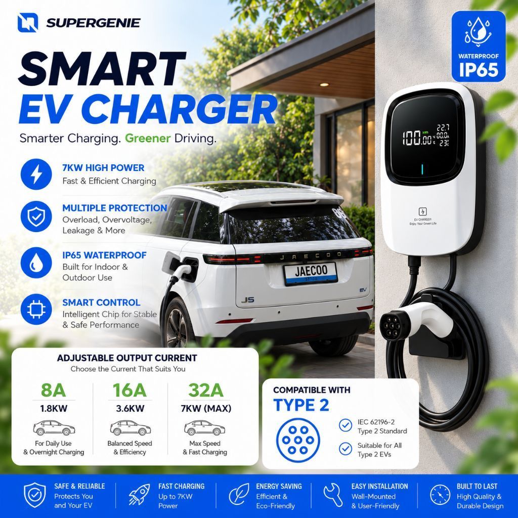 Jual Super Genie EV Charger Type 2 7KW 8-32A Smart Charger Mobil ...