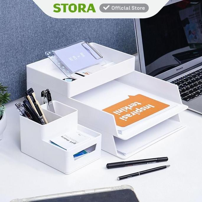 Jual Stora Set 4 Pcs Wabi Sabi Organizer Meja Stackable - Putih Desk ...