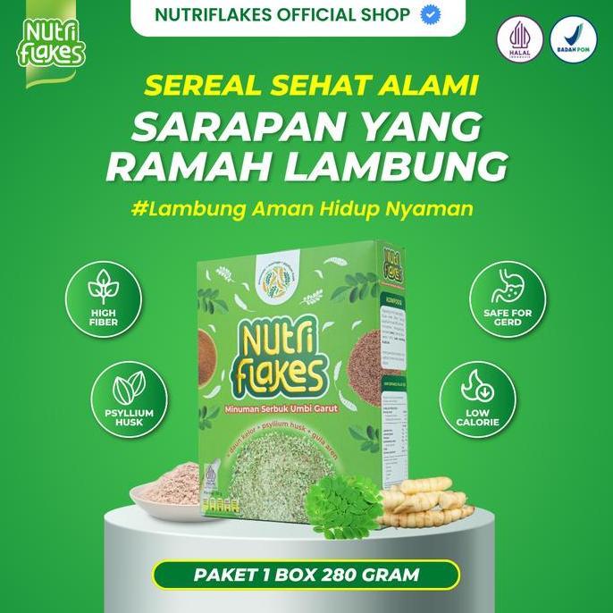 Genivalezz - Nutriflakes Sereal Umbi Garut Membantu Meredakan Asam Lambung Dan Maag Paket 1 Box