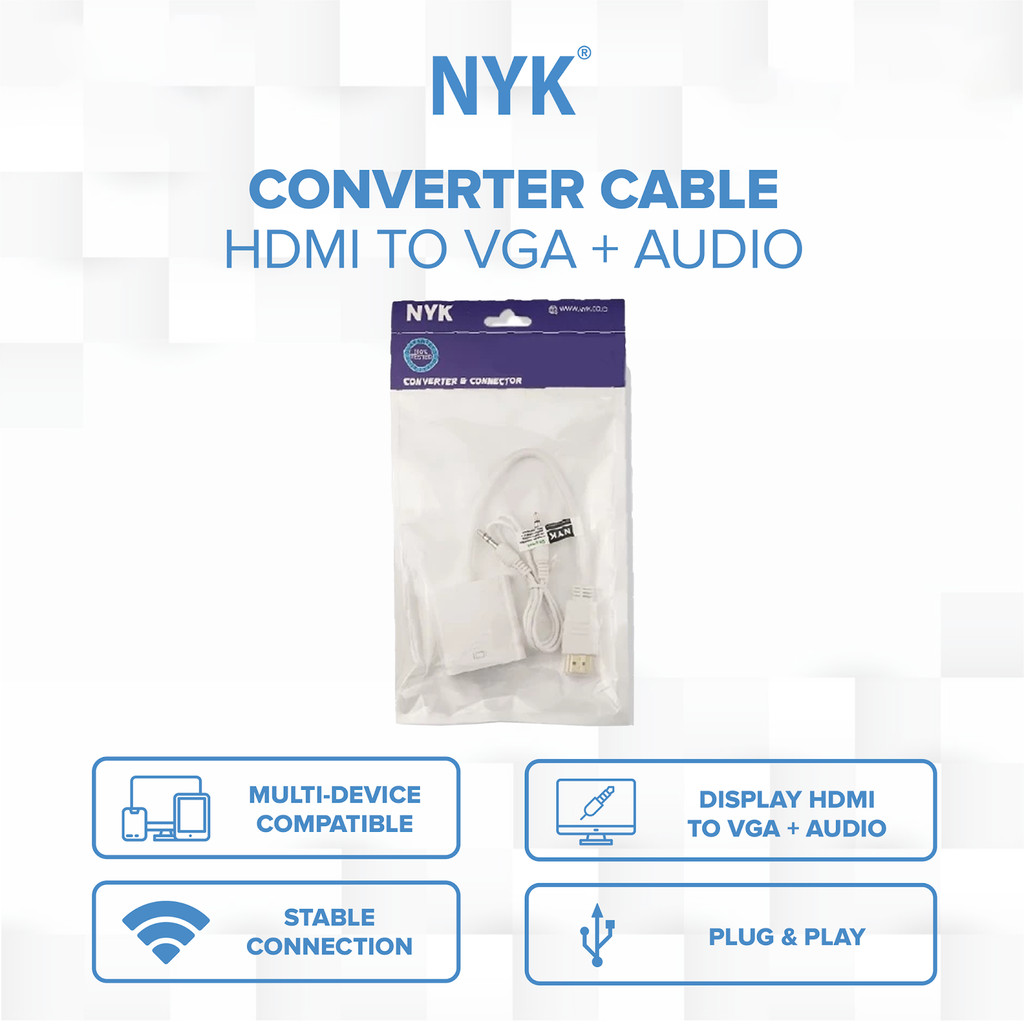 NYK Converter HDMI to VGA + Audio - Adaptor Kabel HDMI ke VGA Full HD 1080p - Garansi 2 Tahun COD (2)