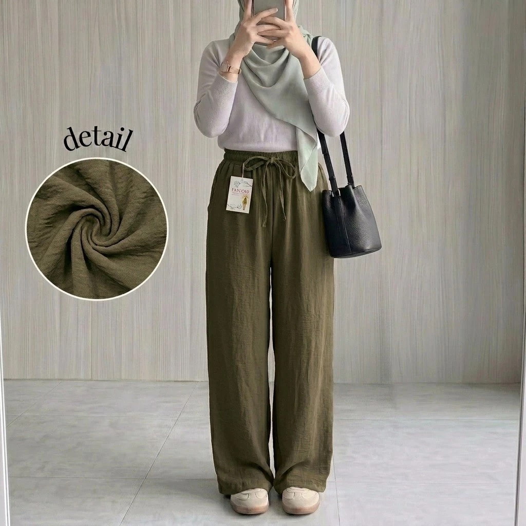 Celana Kulot Wanita Crinkle Airflow Premium Highwaist Bahan Adem Nyaman Dan Flowy