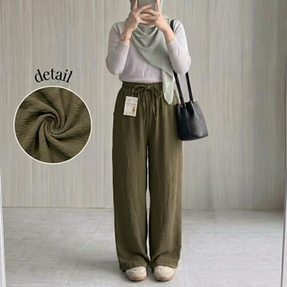 Celana Kulot Wanita Crinkle Airflow Premium Highwaist Bahan Adem Nyaman Dan Flowy