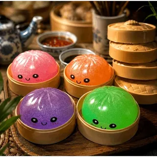 ( 1Pcs ) Squish Surprise Dumpling Bling Box / Mainan Gelisah Squishy Bentuk Bakpao Penghilang Stess