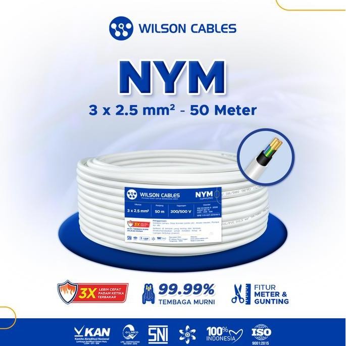Jual Promo Wilson Cables - NYM 3x2.5 mm 50 Meter - Kabel Tembaga Kawat ...