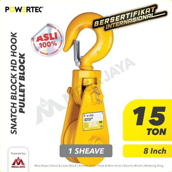 Jual Powertec Snatch Block / Pulley Block Hook 15 Ton - 8