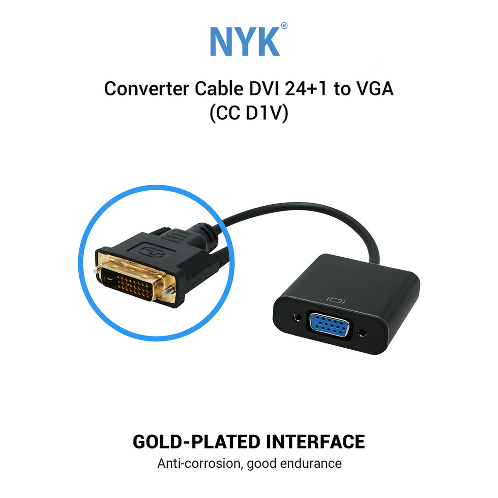 NYK Converter Kabel DVI 24 + 1 to Port VGA COD (4)