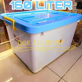 Kontainer Container Box Kotak Tempat Penyimpanan Pindahan Baju Pakaian Serbaguna 160 Liter 160L 160 L Plastik Paling Jumbo Besar Tebal Kokoh Antipecah Anti Pecah Dengan Roda Beroda Hijau Pink Biru Putih Hitam Estetik Aesthetic Minimalis Cantik Mewah Murah