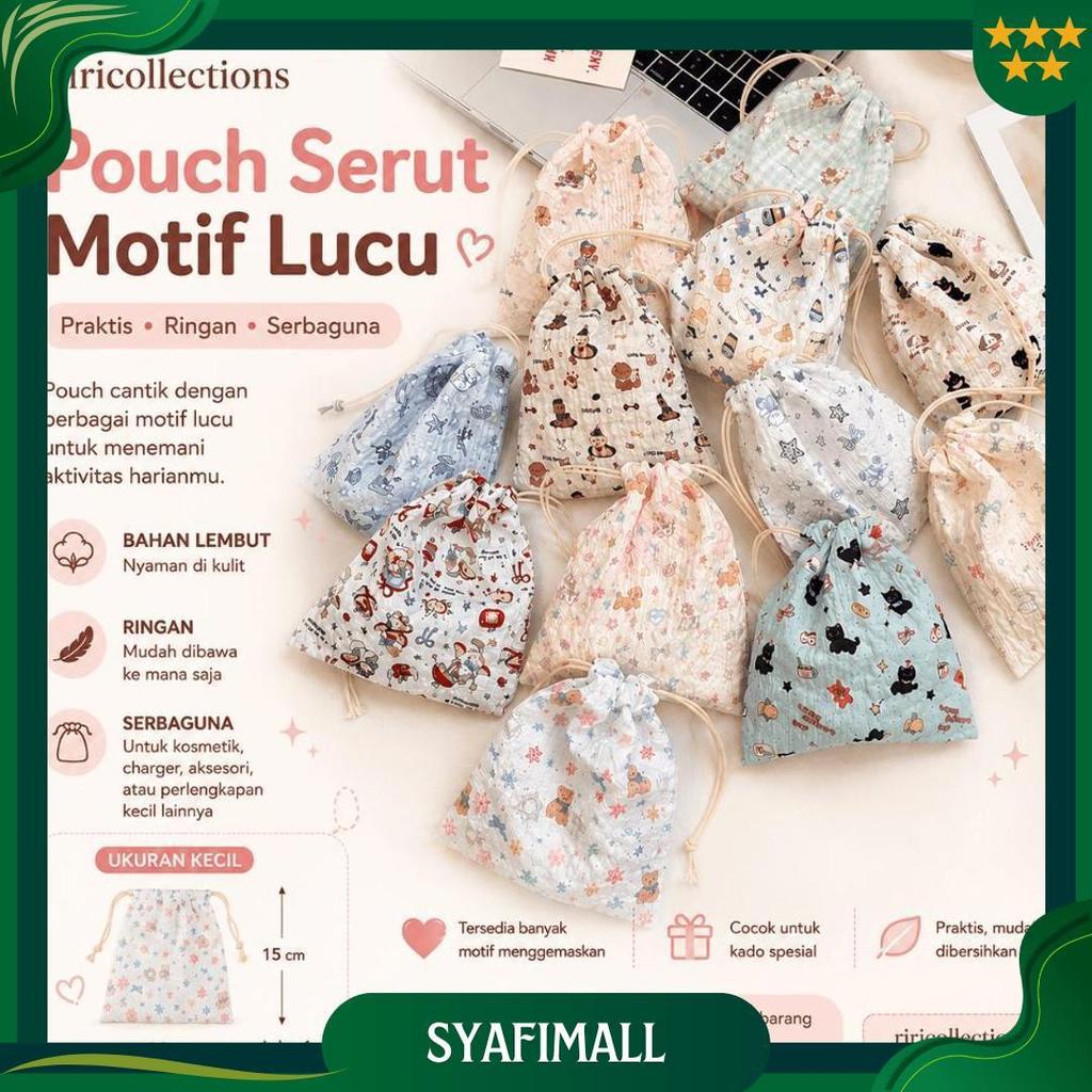 Jual Pouch MINI Serut Lucu Motif Kartun Praktis Multifungsi Dompet ...