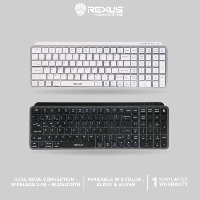 Jual Rexus KL100 Wireless Keyboard Dual Connection Bluetooth dan ...