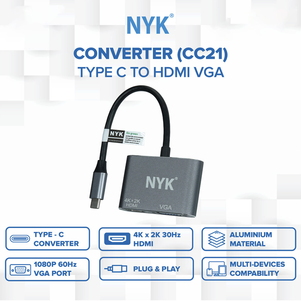NYK Converter TYPE C to Hdmi VGA 2 in 1 Smartphone Macbook windows laptop android ios COD (7)
