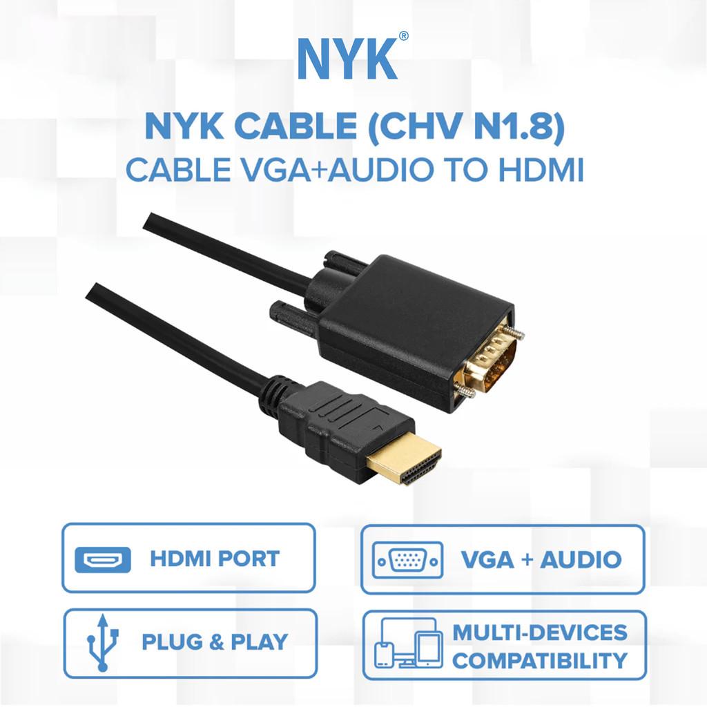 NYK Kabel HDMI Male to VGA Male 1.8 Meter COD (6)