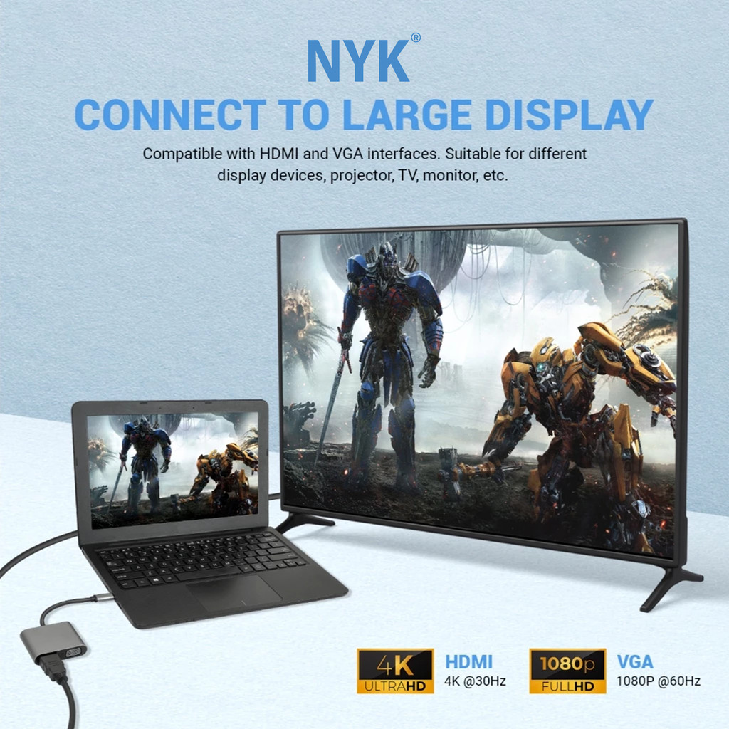 NYK Converter 4 in 1 USB Type C to 4K USB HUB 3.0 HDTV VGA Type C COD HUB bergaransi Docking Station Data transfer Mobile phone macbook android iphone (4)