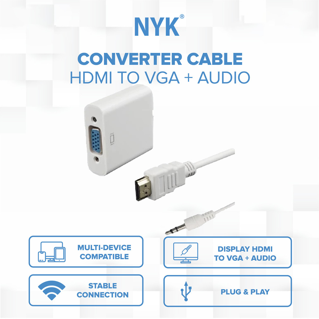NYK Converter HDMI to VGA + Audio - Adaptor Kabel HDMI ke VGA Full HD 1080p - Garansi 2 Tahun COD (4)