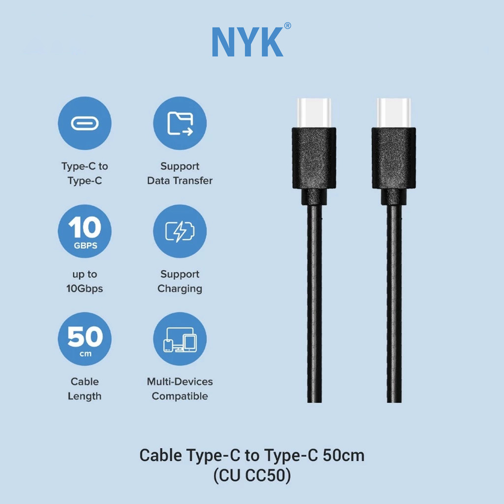 NYK Kabel Type C to Type C Multi Device Support Charging 50 Cm COD (7)