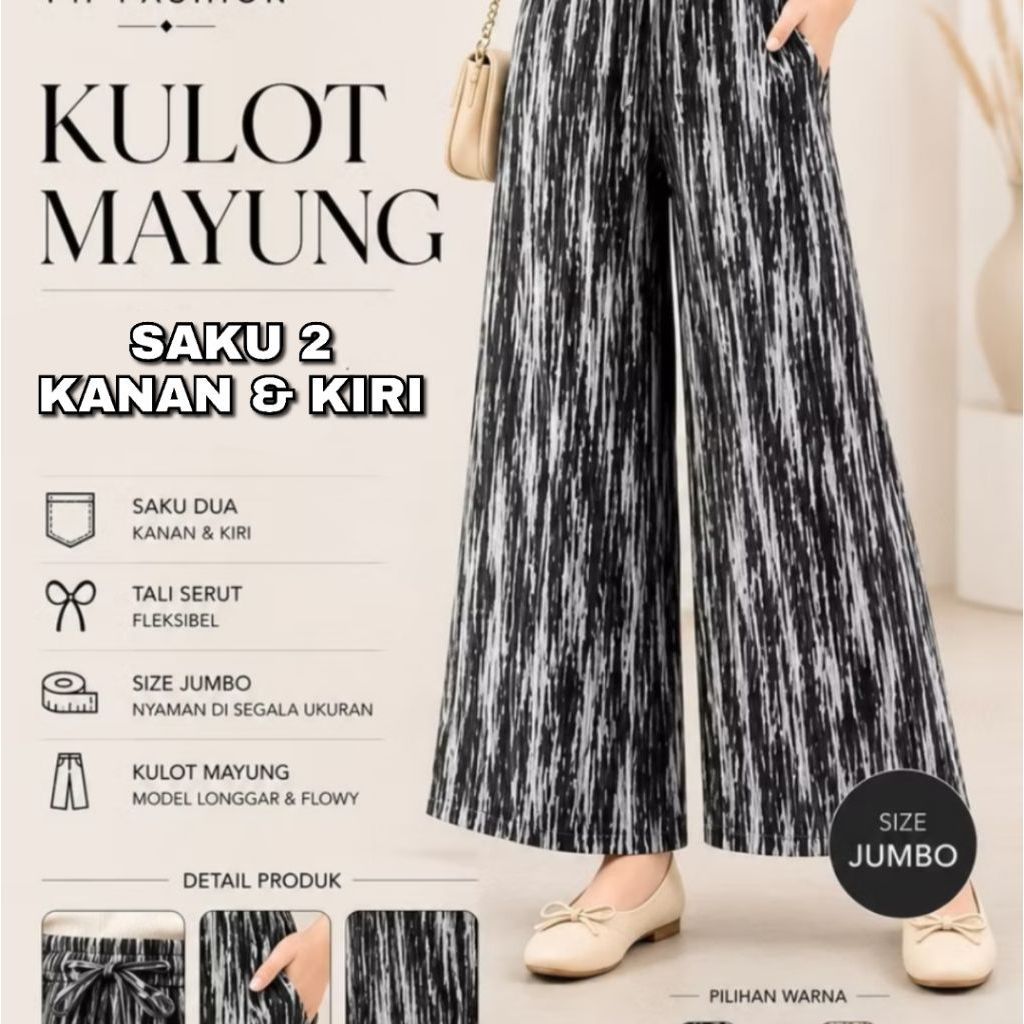 Celana Kulot Katun Soft Hommy Motif Remaja Kekinian Muat BB 40 - 80 kg Terbaru Kekinian