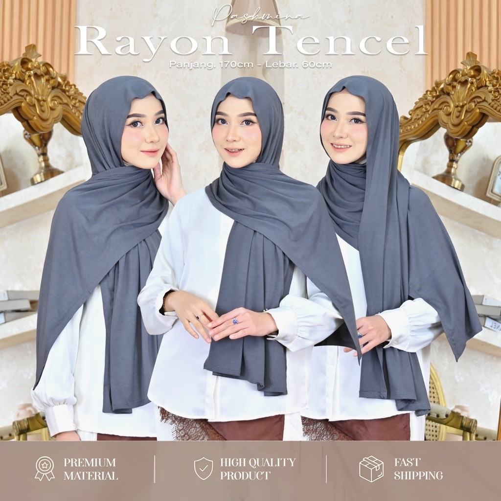 Resyahijab Pashmina Rayon Tencel Premium (Free Pouch) | Pashmina foto 2