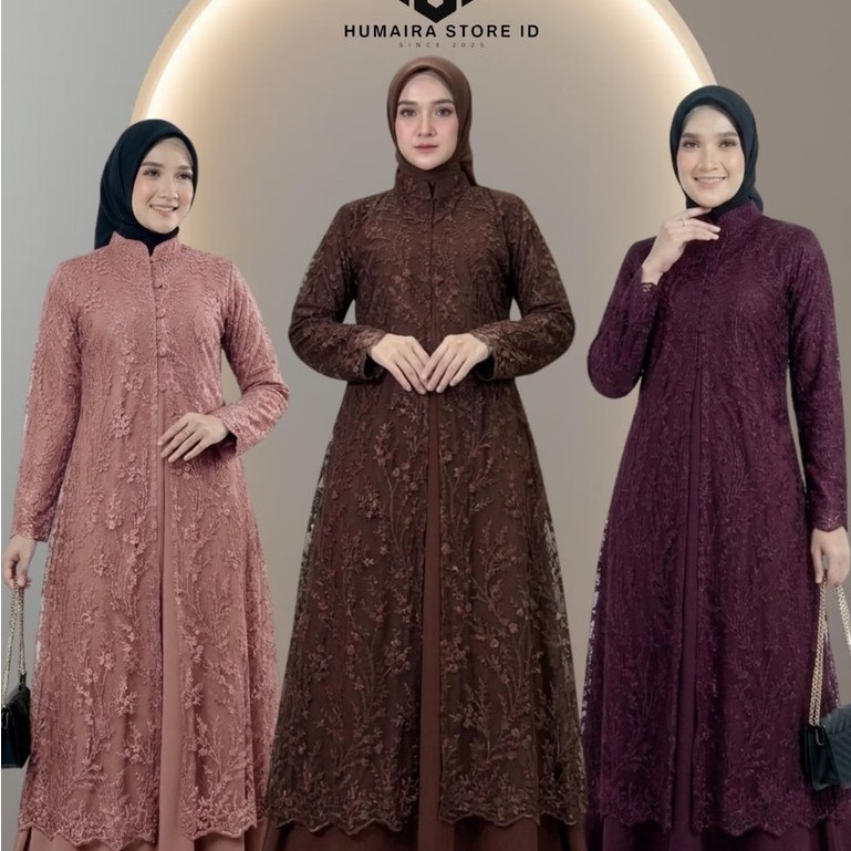 Jual Nikita Gamis Pesta Brukat Premium Wanita Outer Lepas Pasang Dress ...