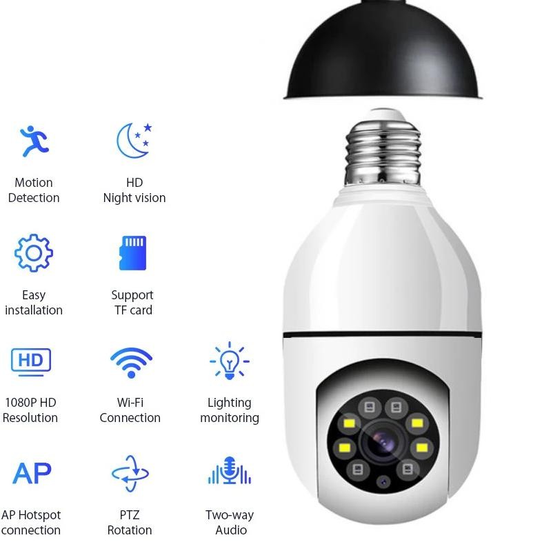Jual Wifi E27 Bulb Surveillance Camera 1Mp Night Vision Automatic Human ...