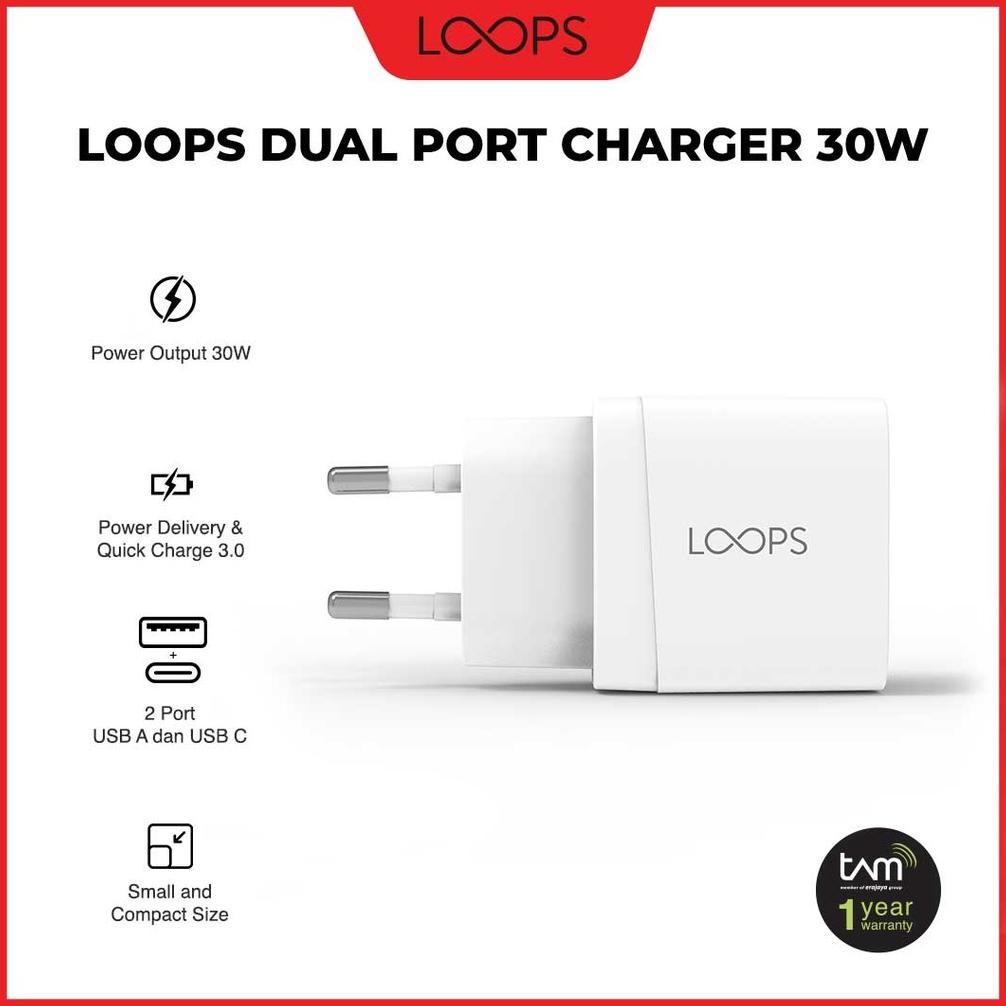 Jual LOOPS Dual Port Charger 30W | Shopee Indonesia