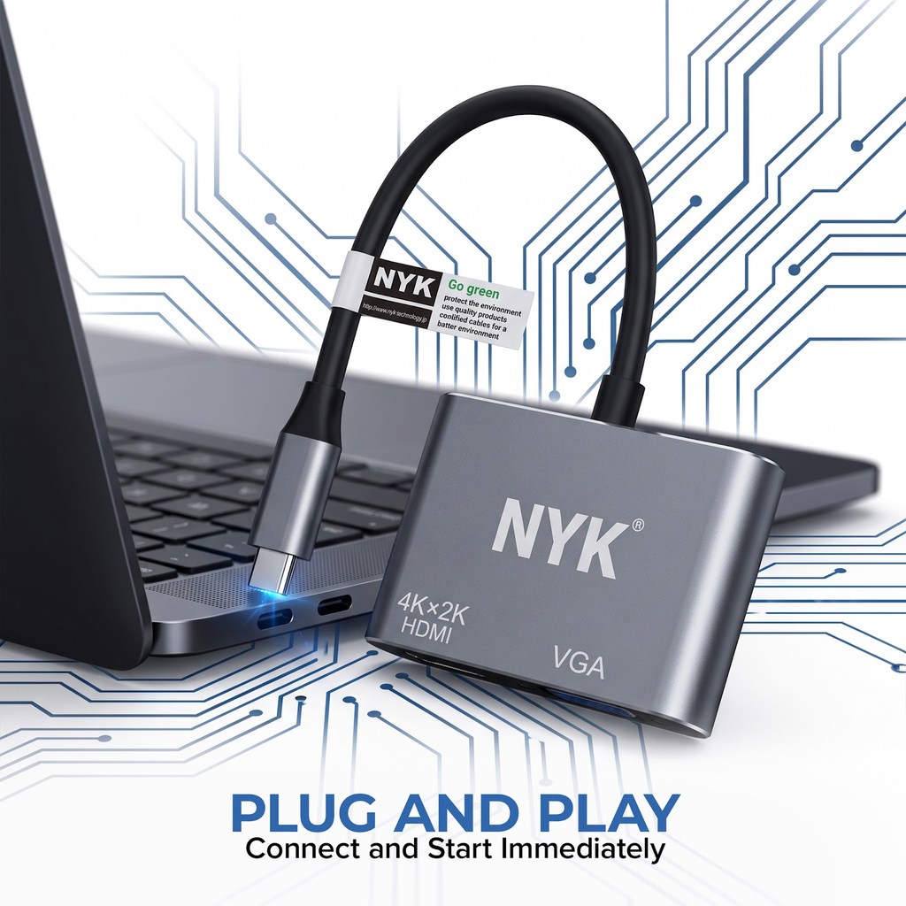 NYK Converter TYPE C to Hdmi VGA 2 in 1 Smartphone Macbook windows laptop android ios COD (3)
