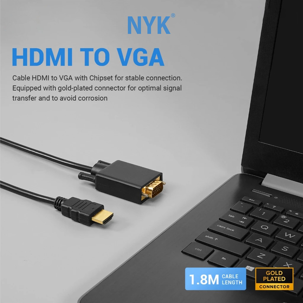 NYK Kabel HDMI Male to VGA Male 1.8 Meter COD (5)