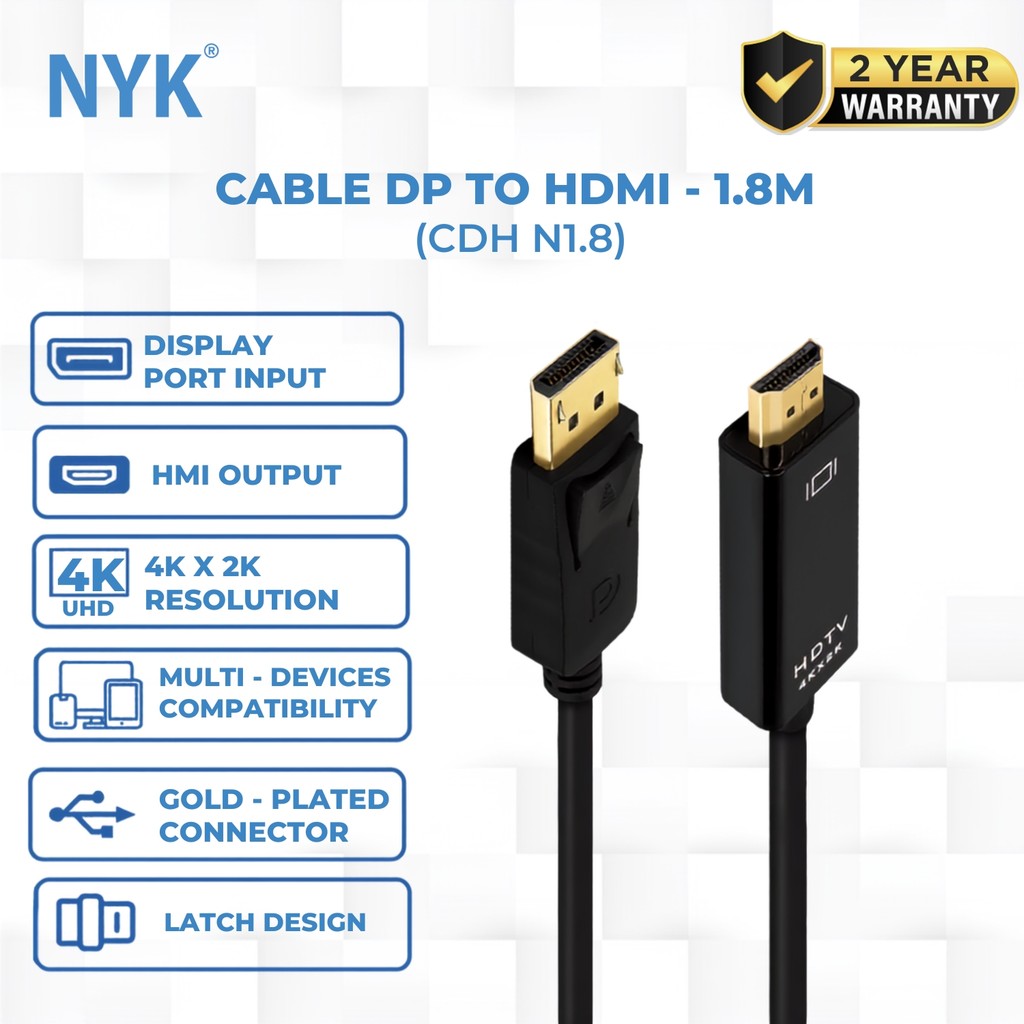 NYK Kabel DP to HDMI 1.8 Meter Cable COD